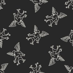 griffin doodle seamless pattern background N3