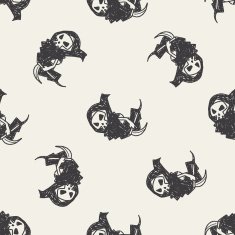 Grim Reaper doodle seamless pattern background N2