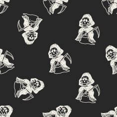 Grim Reaper doodle seamless pattern background N3