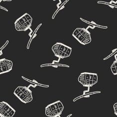 cable car doodle seamless pattern background