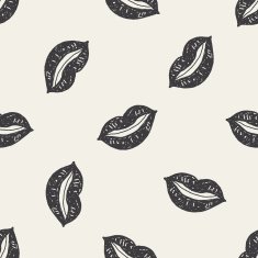 kiss doodle seamless pattern background