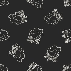 campfire doodle seamless pattern background