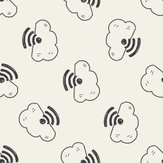 internet cloud doodle drawing seamless pattern background N5