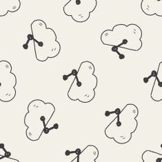 internet cloud doodle drawing seamless pattern background N6