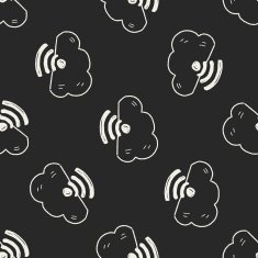 internet cloud doodle drawing seamless pattern background N9