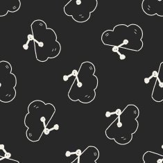 internet cloud doodle drawing seamless pattern background N10