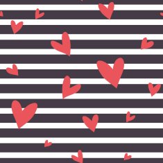 Seamless vector striped pattern with hearts