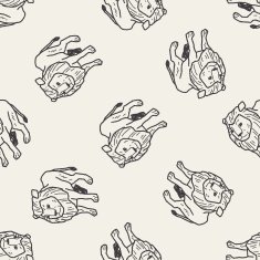 lion doodle seamless pattern background