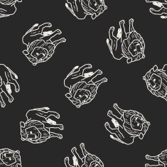 lion doodle seamless pattern background N3