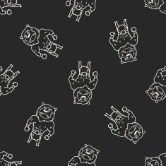 lion monster doodle seamless pattern background N3