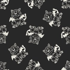 lion monster doodle seamless pattern background N4