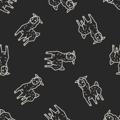 llama doodle seamless pattern background