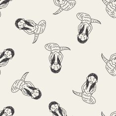 Medusa doodle seamless pattern background N2