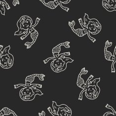 Mermaid doodle seamless pattern background