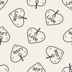 love tag doodle seamless pattern background