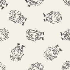 monster doodle seamless pattern background N5