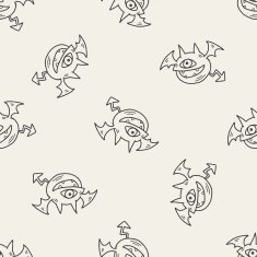 monster doodle seamless pattern background N6