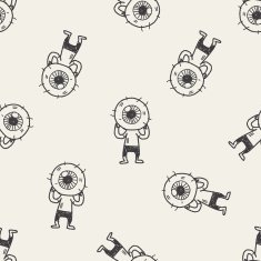 monster doodle seamless pattern background N9