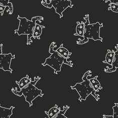 monster doodle seamless pattern background N16