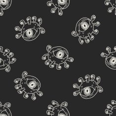 monster doodle seamless pattern background N20