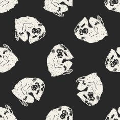 orangutan monkey doodle seamless pattern background N3