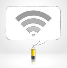 Yellow Lead Pencil Drawing Digital WiFi Icon Rectangular Speech Bubble