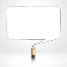 Wooden Lead Pencil Drawing Smooth Rectangular Speech Balloon