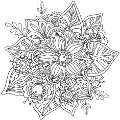 Beautiful graphic vector flower in doodle style