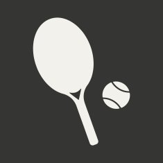 Flat in black and white mobile application tennis