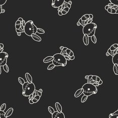 rabbit doll doodle seamless pattern background N2