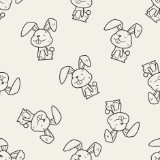 rabbit doodle seamless pattern background