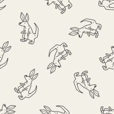 rabbit doodle seamless pattern background N2