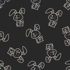 rabbit doodle seamless pattern background N3