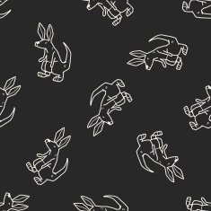 rabbit doodle seamless pattern background N4