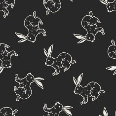 rabbit doodle seamless pattern background N5