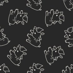 rhino doodle seamless pattern background N2