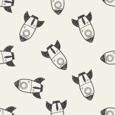 rocket doodle seamless pattern background