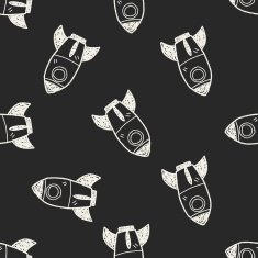 rocket doodle seamless pattern background N2