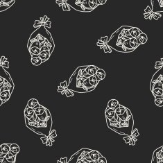 rose doodle seamless pattern background N2
