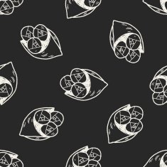 rose flower doodle seamless pattern background N5