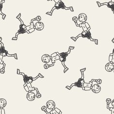running doodle seamless pattern background