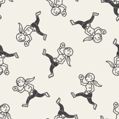 running doodle seamless pattern background N2
