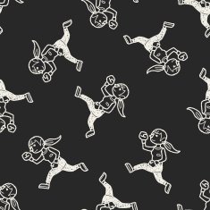 running doodle seamless pattern background N4