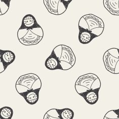 Russia doll doodle seamless pattern background