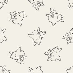 shark doodle seamless pattern background