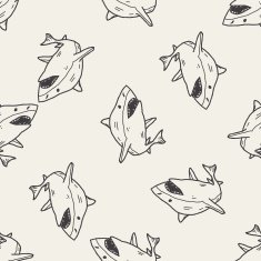 shark doodle seamless pattern background N2