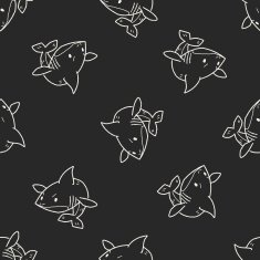 shark doodle seamless pattern background N3