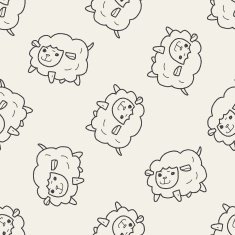 sheep doodle seamless pattern background