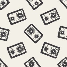 speaker doodle seamless pattern background N7