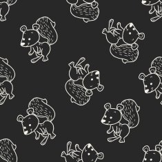 squirrel doodle seamless pattern background